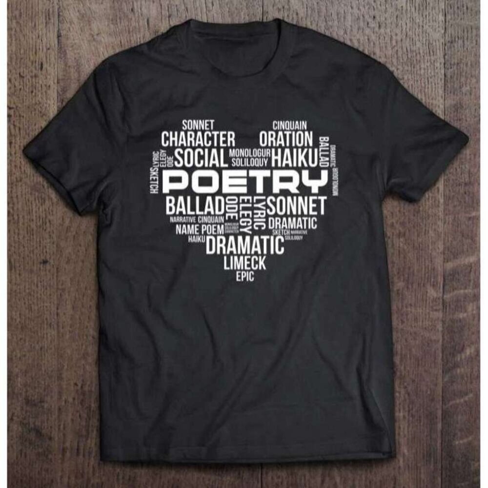 Poetry Heart Words Aesthetic Minimalist Graphic T-Shirt 166